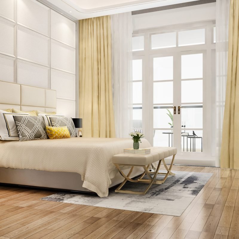 3d rendering beautiful luxury bedroom suite in hotel with tv